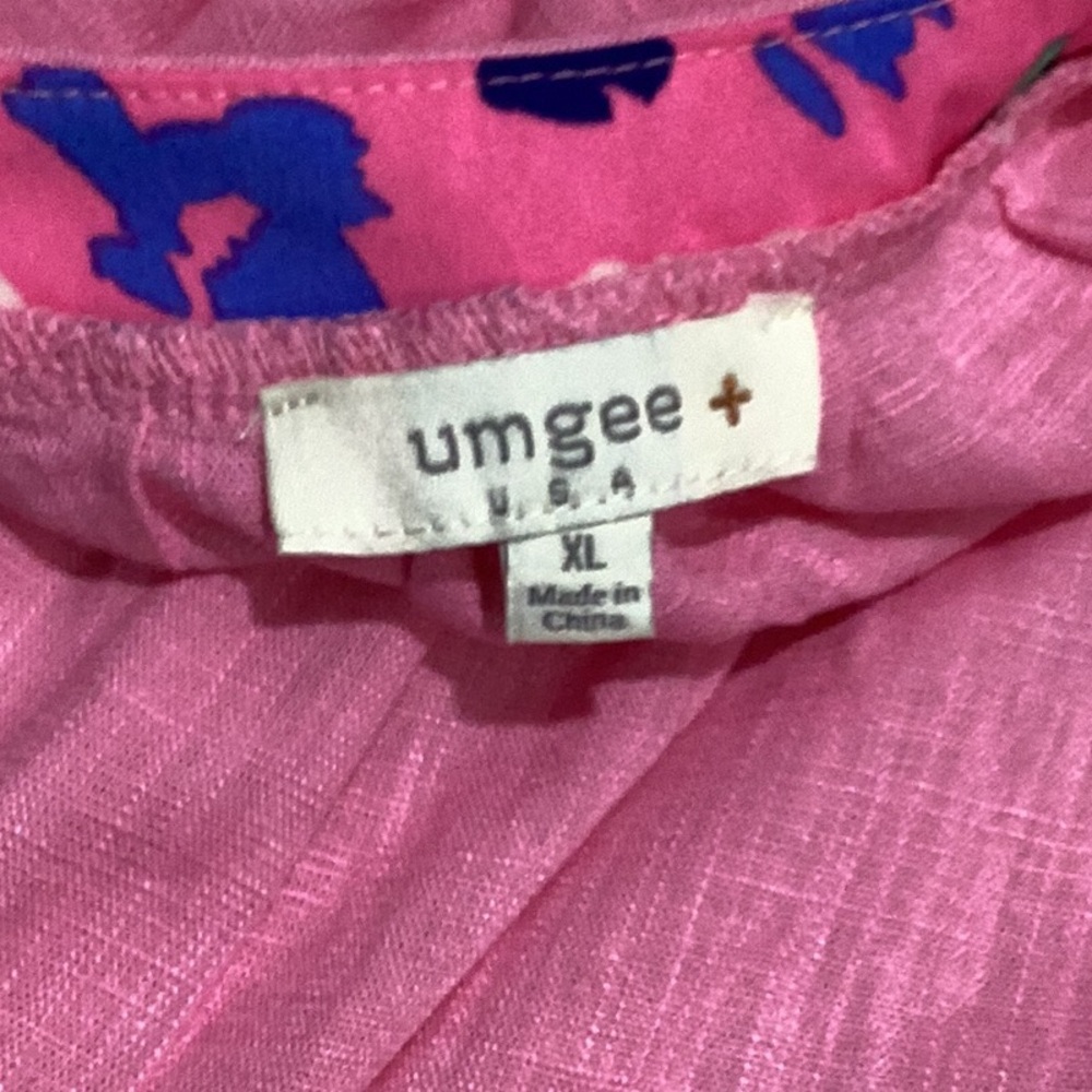 Umgee NWOT Linen Blend Tiered Mixed Media Dress Ruffle Sleeve Size XL - Picture 8 of 9